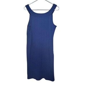 Lauren Ralph Lauren Dress Women Size 12 Blue Shift Sleeveless Midi